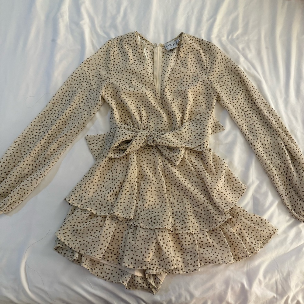 Princess Polly Cream Polka Dot Romper